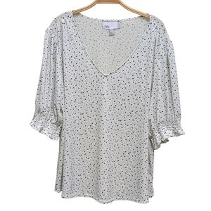 Nordstrom Rack V Neck Polyester Knit Quarter Sleeve Speckled Blouse 1X